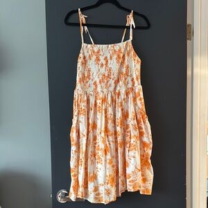 Tie-dye Orange and White Sundress